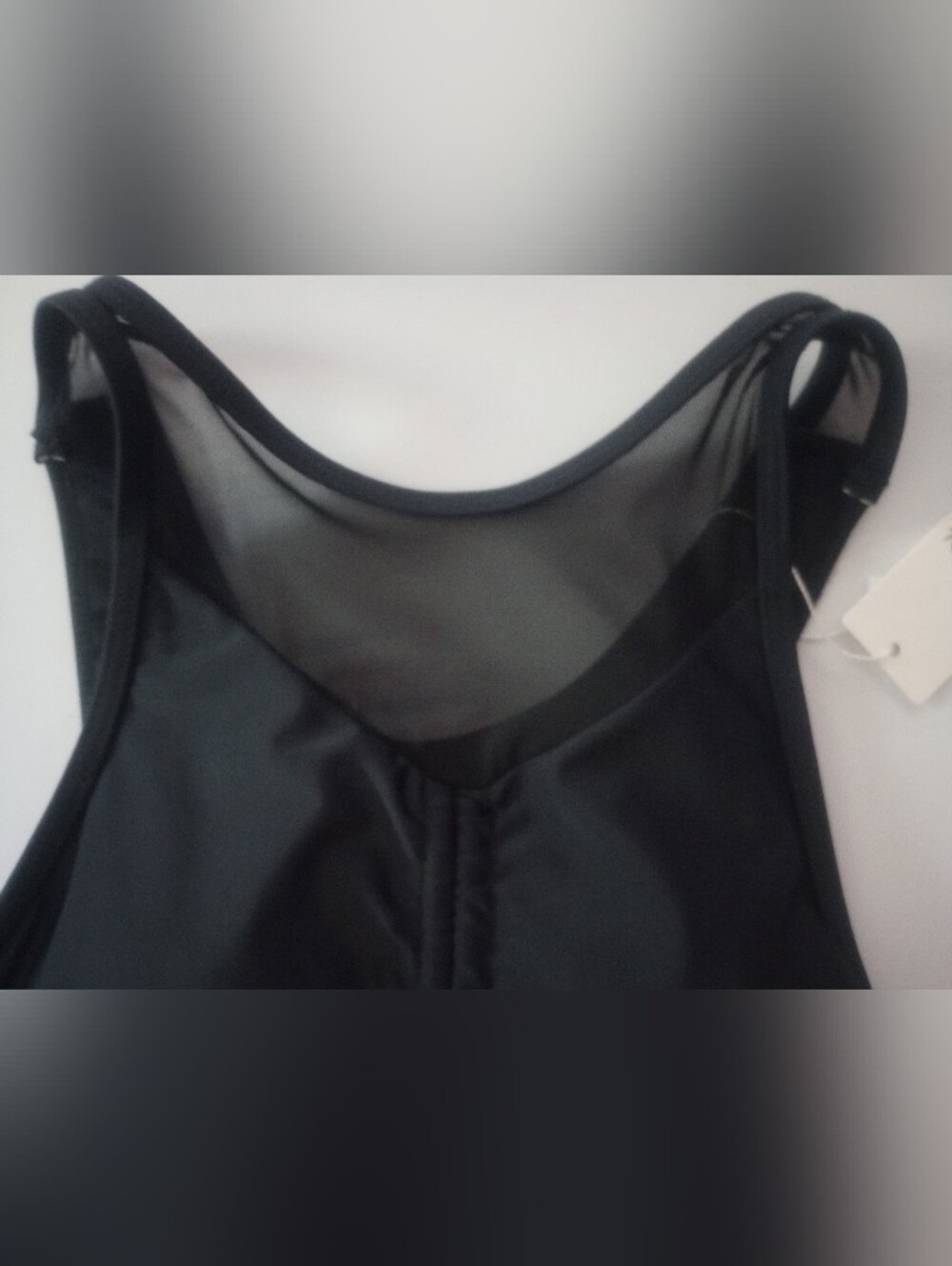 Black Racerback Tankini Top with Drawstring Front - Picture 3 of 5
